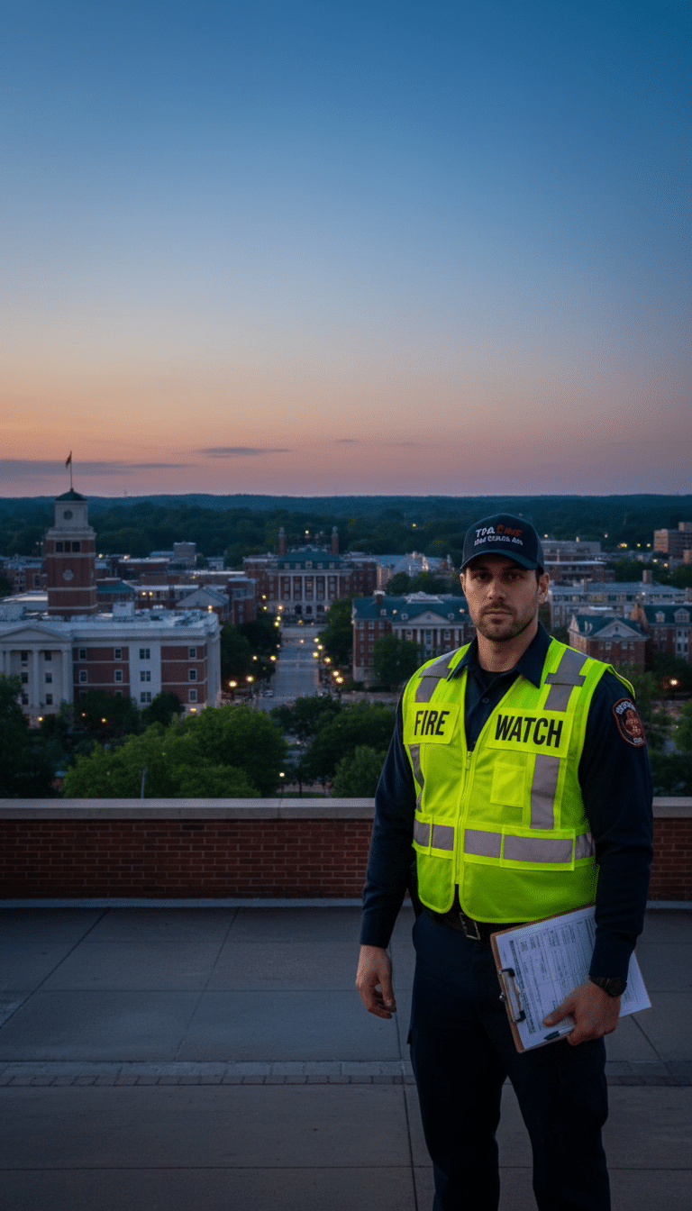 Fire watch guards in College Park, MD