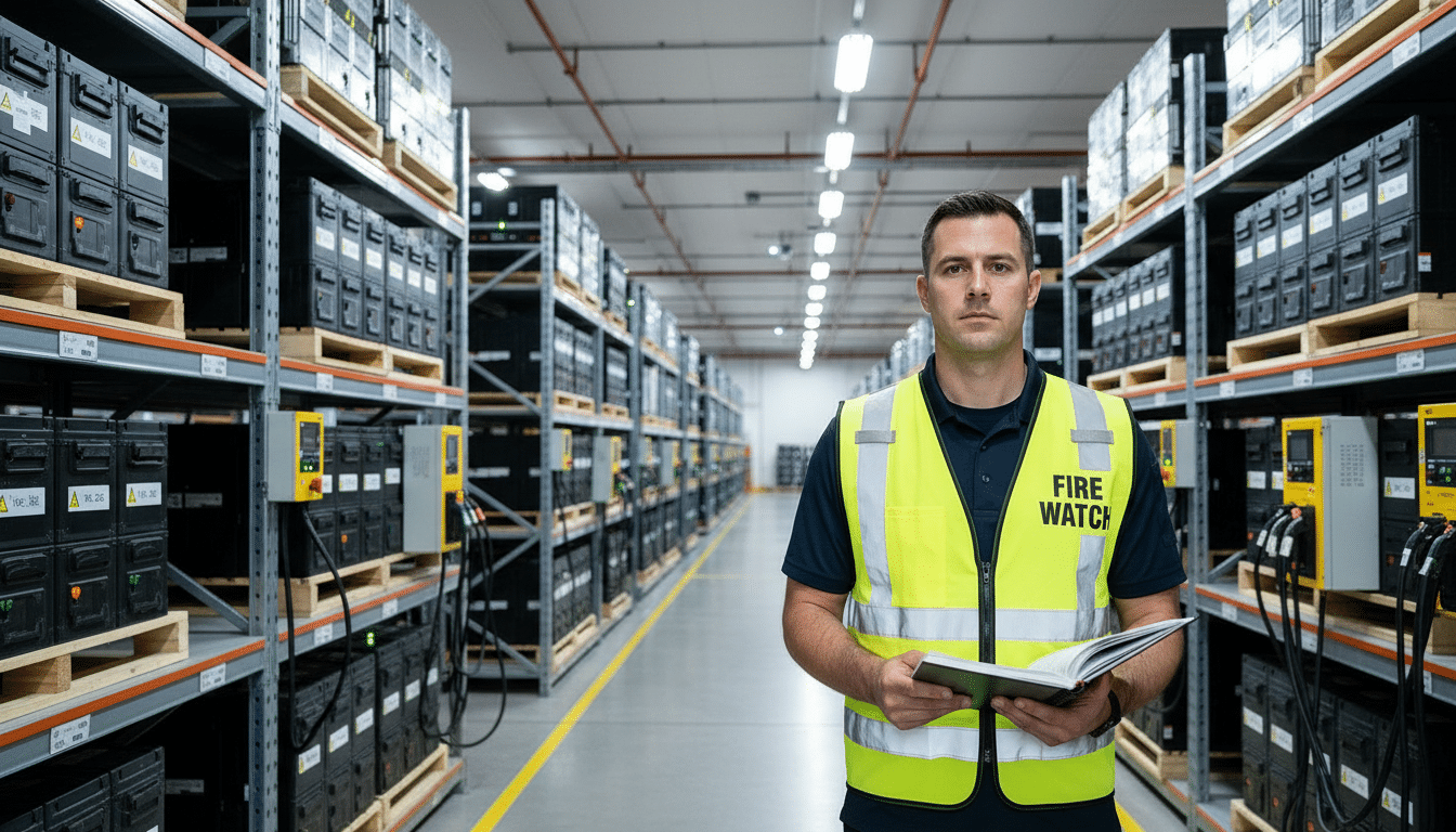 EV Battery Warehouse Fire Watch — on-site fire watch guards