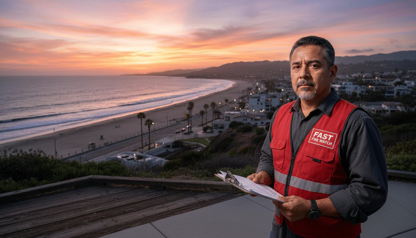 Fire watch guards in Malibu, CA