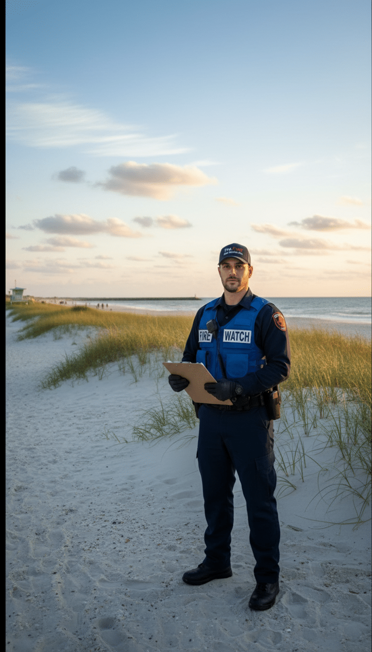 Fire watch guards in New Smyrna Beach, FL