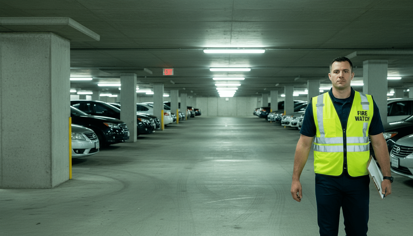 Parking Structure Fire Watch — on-site fire watch guards