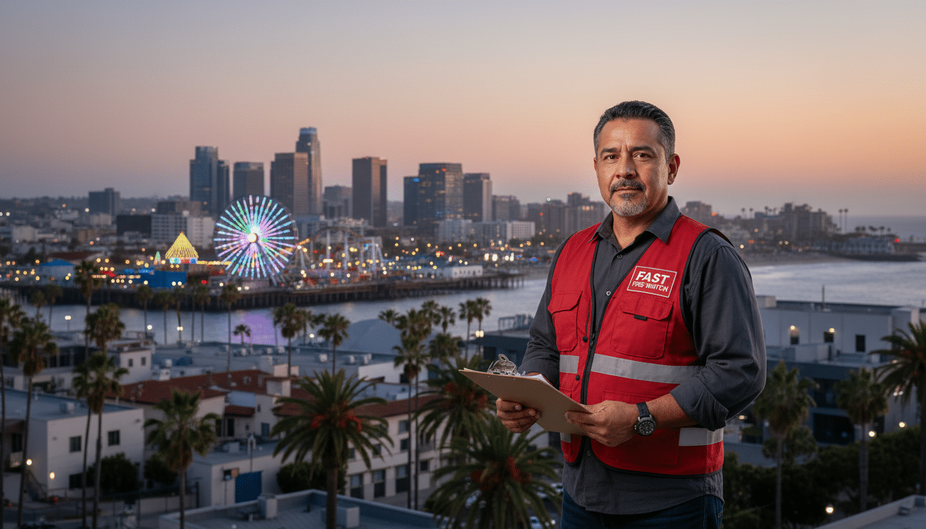 Fire watch guards in Santa Monica, CA